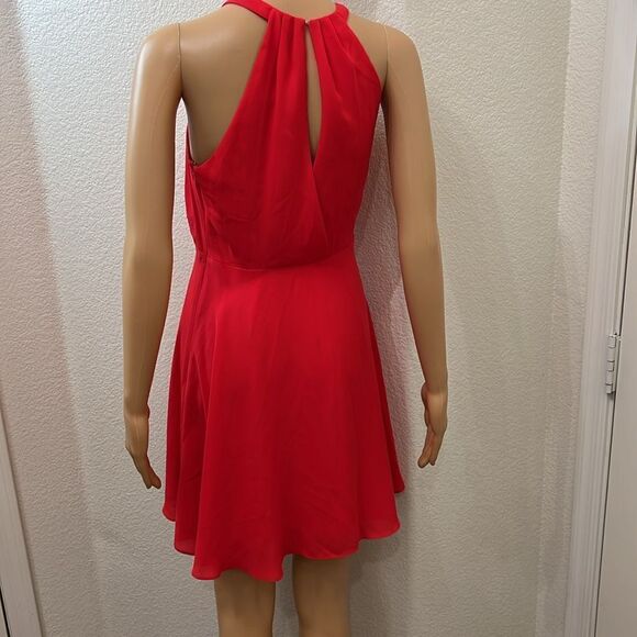 Express Dress Sz 4 Red Halter Fit & Flair Sleeveless Mini Summer Cocktail Party - Picture 7 of 15